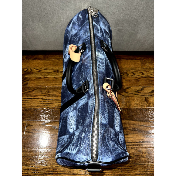 Louis Vuitton Keepall Bandouliere 50 Damier Salt Blue Logo Weekend Travel Bag - Picture 8 of 10